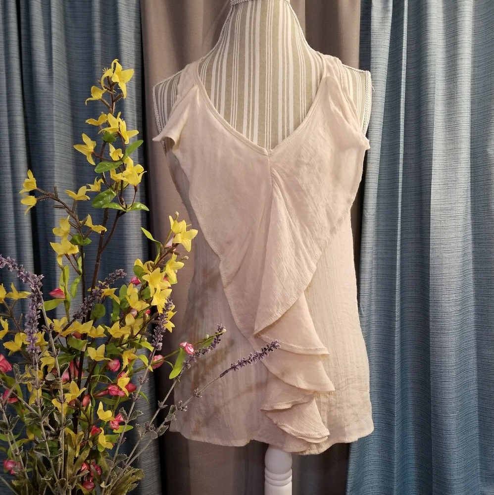 🌻🌺🌻POETRY LINEN FEEL RUFFLE RACERBACK/TANK!! - Picture 1 of 5